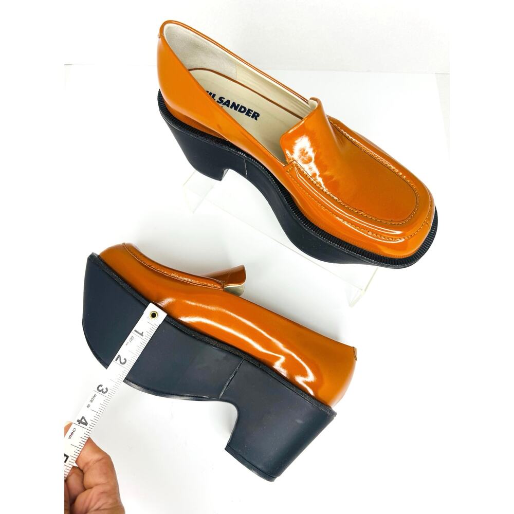 Jil Sander Orange Leather Sculptural Platform Loafers Bold Slip On Size EU 36 - Picture 10 of 11